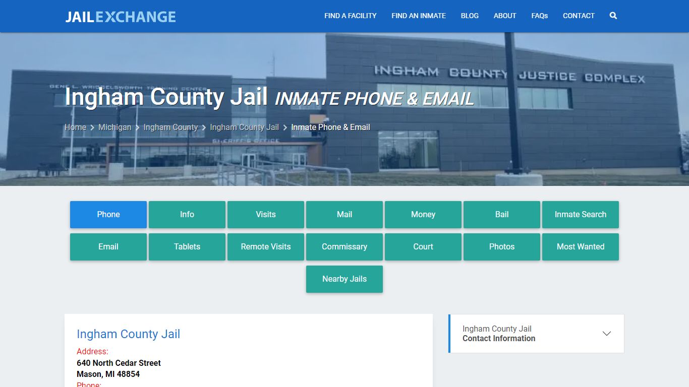Inmate Phone - Ingham County Jail, MI - Jail Exchange